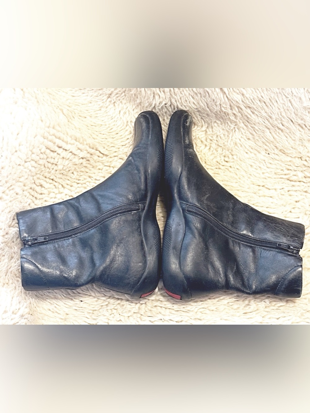 Black Leather Ankle Booties - Sleek Zip-Back Comfort.  (Made in Brazil 🇧🇷)